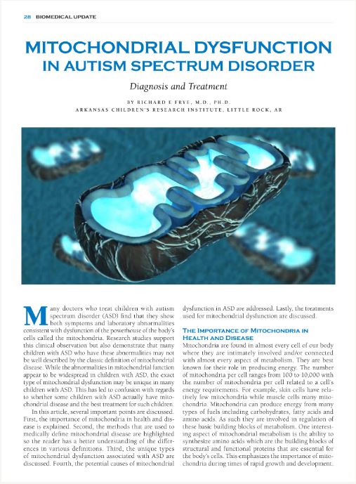Mitochondrial Dysfunction in ASD
